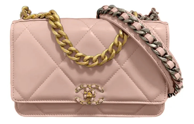 CHANEL 19BagWOC Sheepskin Chain Bag, Shoulder Bag, Crossbody Bag Regular Women's Pink