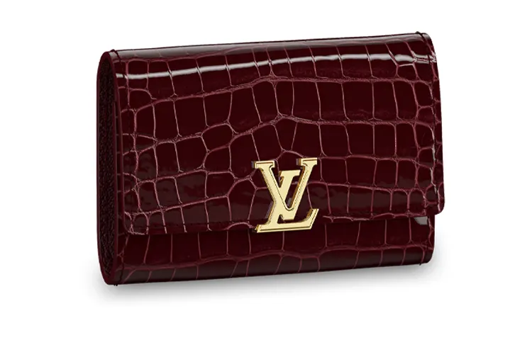 LOUIS VUITTON Capucines Short Snouted Crocodile Leather Capson Wallet Women's Burgundy