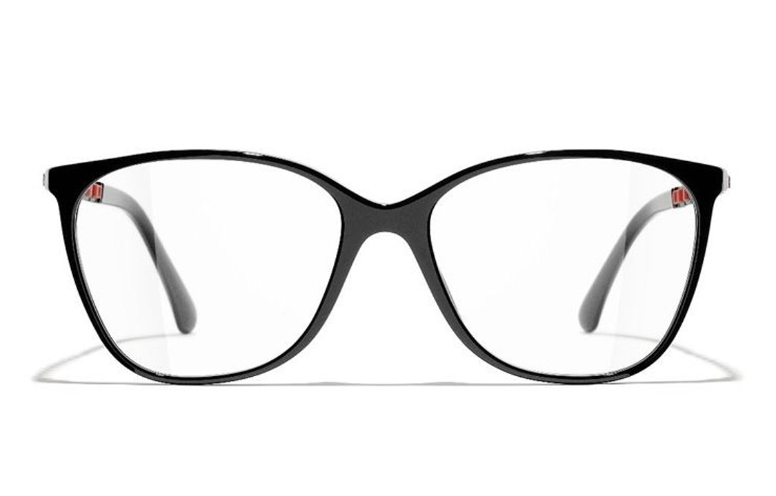 CHANEL Plate And Metal Butterfly Eyeglass Frames Unisex Black