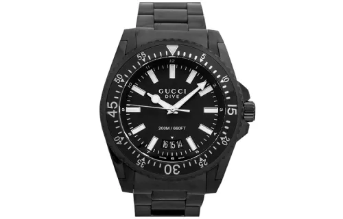 GUCCI Dive Collection Wrist Watches Quartz Movement Stainless Steel Strap 40mm Black Dial Men's Watches