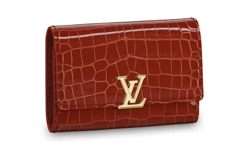 LOUIS VUITTON Capucines Short Snouted Crocodile Leather Wallet Women's Brownish Yellow