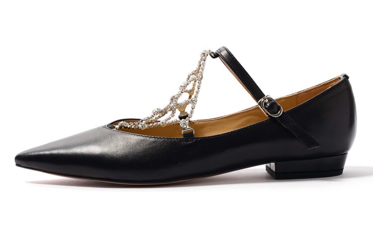 STEVE MADDEN Симедан овчина Низкий каблук с острым носом для отдыха туфли женский черный