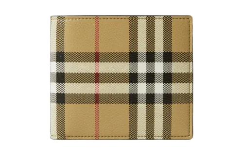 Burberry Polyurethane Wallet Men's Archive Beige