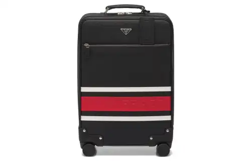 PRADA Leather Suitcase Luggage Men's White/Black/Red