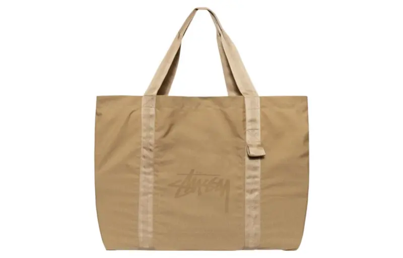 Stussy Cotton Tote Bag, Shopping Bag, Handbag Regular Unisex Tan