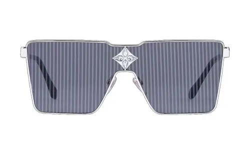 LOUIS VUITTON CYCLONE Alloy Irregular Shape Sunglasses Men's Silver