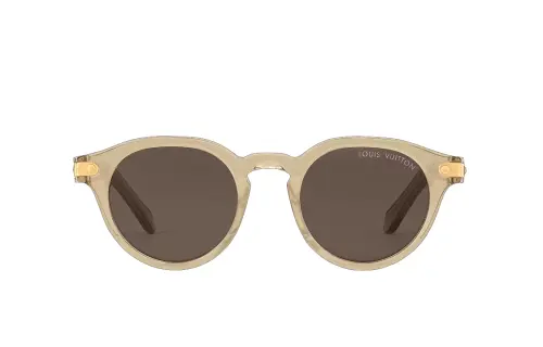 LOUIS VUITTON Plate Frame Irregular Shape Sunglasses Men's Brown