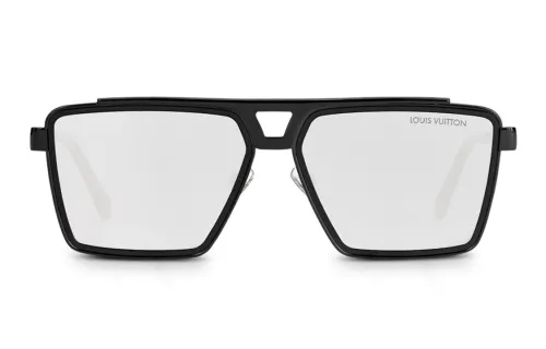 LOUIS VUITTON 1.1 EVIDENCE Plate Frame Irregular Shape Sunglasses Men's Black