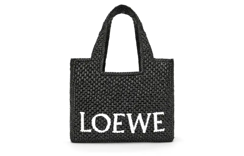 LOEWE Raffia Fiber Tote Bag, Shopping Bag, Handbag Small Women's Black