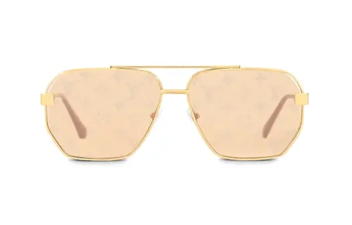 LOUIS VUITTON Alloy Irregular Shape Sunglasses Men's Gold
