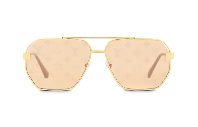 LOUIS VUITTON Alloy Irregular Shape Sunglasses Men's Gold
