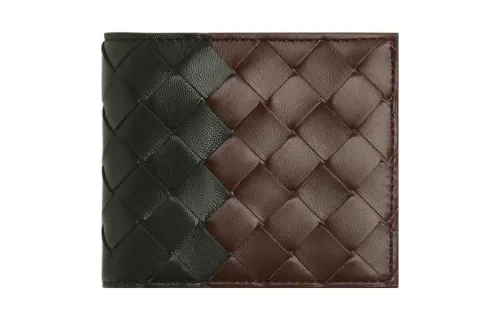 Bottega Veneta Calfskin Wallet Men's Light Brown/Dark Green