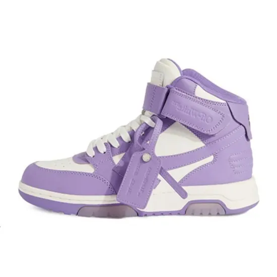 OFF-WHITE Out Of Office Skateboard Shoes Women's High-Top White Purple