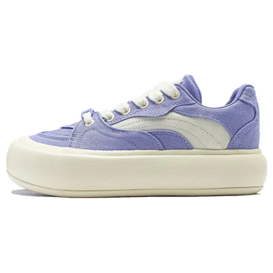 LiNing Puff Platform Casual Shoes Women's Low-Top Purple White