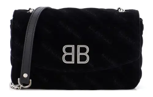 Balenciaga Velvet Crossbody Bag, Shoulder Bag Women's Black