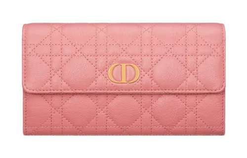DIOR Caro Calfskin Wallet Women's Light Pink
