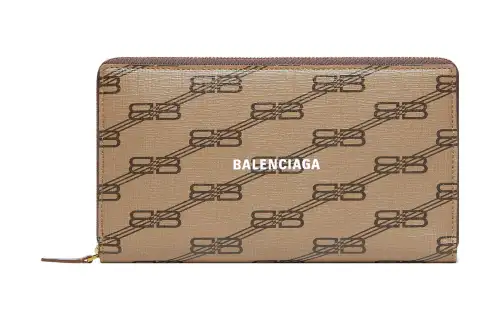 Balenciaga Coated Canvas Wallet Women's Beige/Brown