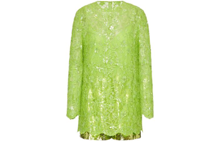 Valentino Valentino, lace long-sleeve, green skirt, with embroidery, Lolita style