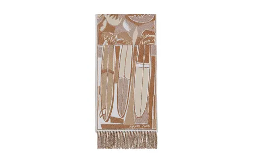 HERMES Riding The Wind Knit Scarves Unisex Brown
