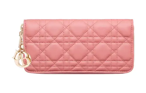 DIOR Lady Dior Lambskin Clutch Card Holder, Wallet Women's Light Pink