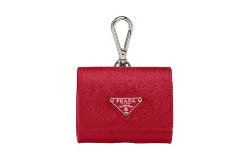 PRADA Saffiano Leather Earphone Case Men's Red
