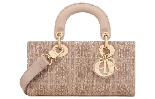 DIOR Lady D JOY Fabric Handbag, Shoulder Bag, Crossbody Bag, Handbag Small Women's Beige