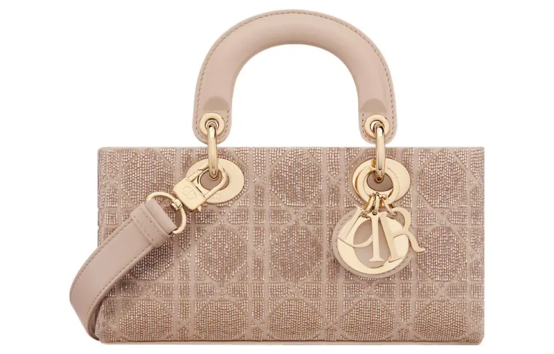 DIOR Lady D JOY Fabric Handbag, Shoulder Bag, Crossbody Bag, Handbag Small Women's Beige