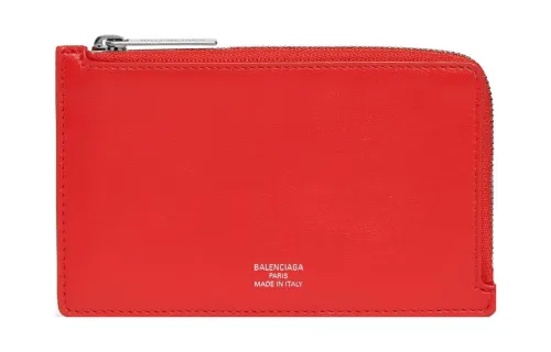 Balenciaga Smooth Calfskin Wallet, Coin Purse, Card Holder Women's Red