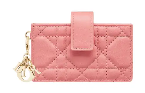 DIOR Lady Dior Lambskin Card Holder Women's Light Pink