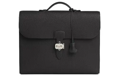 HERMES Sac A Depeches Togo Calfskin Business Bag, Handbag, Briefcase Men's 89 Noir Black