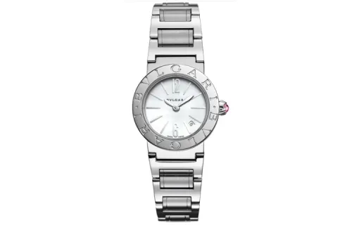 BVLGARI Pre Owned Steel Diamond Bezel 28mm