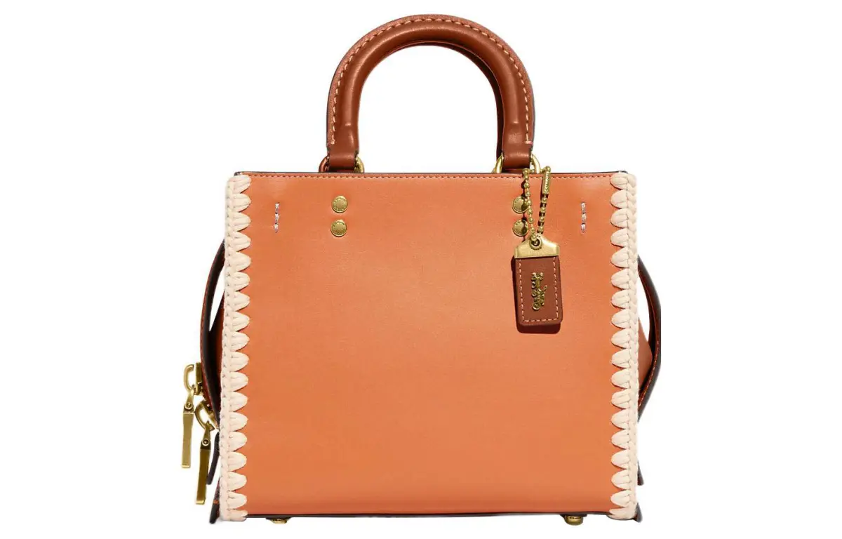 COACH Rogue Cow Leather Small Square Bag, Handbag, Crossbody Bag Regular Women's Orange