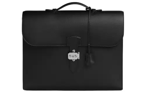 HERMES Sac A Depeches Evergrain Bullock Business Bag, Handbag, Briefcase Men's 89 Noir Black