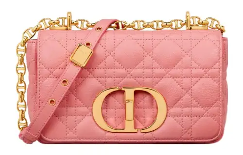 DIOR Caro Cow Leather Shoulder Bag, Crossbody Bag Small Women's Light Pink