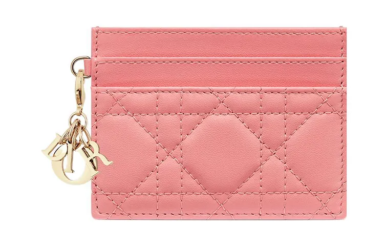 DIOR Lady Dior Lambskin Card Holder Women's Light Pink