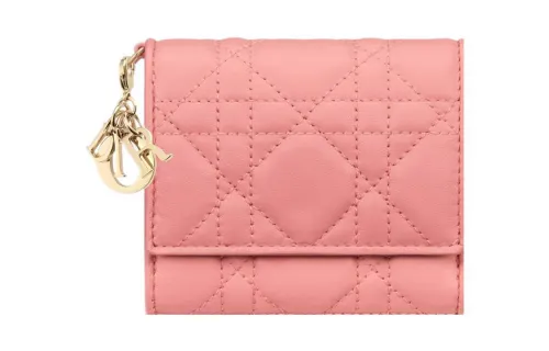DIOR Lady Dior Soft Lambskin Clutch Card Holder, Wallet Women's Light Pink