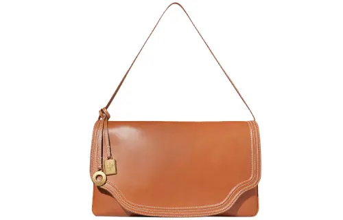 Loro Piana Smooth Grain Cow Leather Shoulder Bag Women's Warm Brown