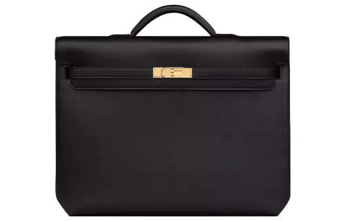 HERMES Kelly Depeches Evergrain Calfskin Portable Briefcase Men's 89Noir Black