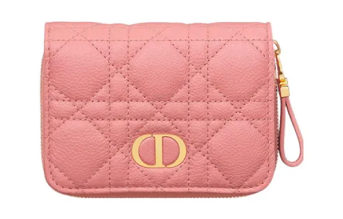 DIOR Caro Calfskin Wallet Women's Light Pink