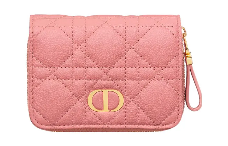 DIOR Caro Calfskin Wallet Women's Light Pink
