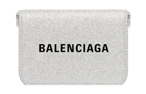 Balenciaga Cash Leather Wallet Mini Women's Silver