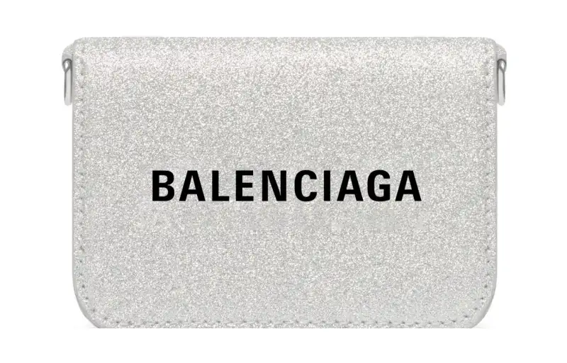 Balenciaga Cash Leather Wallet Mini Women's Silver