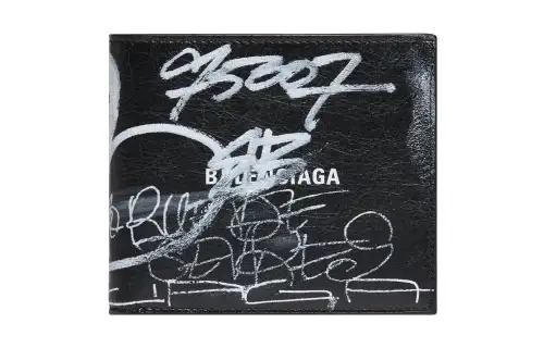 Balenciaga Square Folded Graffiti Wallet Black/White