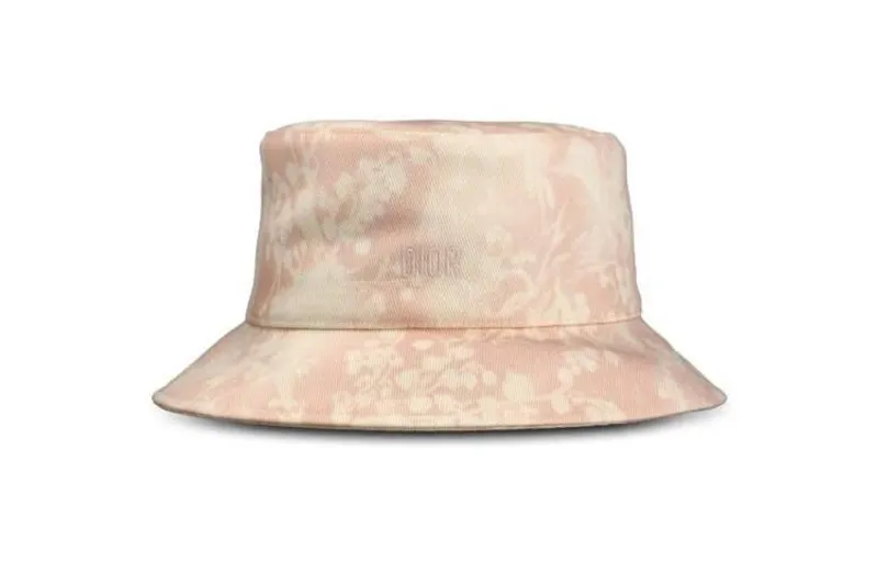 DIOR Patterned Print Cotton Bucket Hats Baby Pink