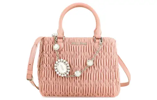 MIU MIU Lambskin Handbag Regular Women's Egg White Stone Color