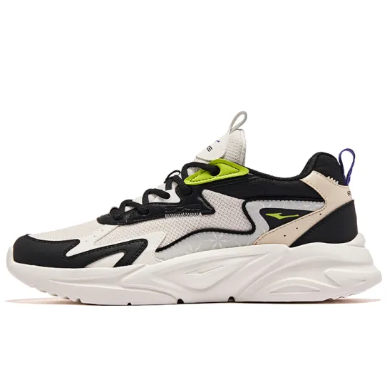 Erke Streams Running Shoes Men Low-Top Jet Black/Microcrystalline White