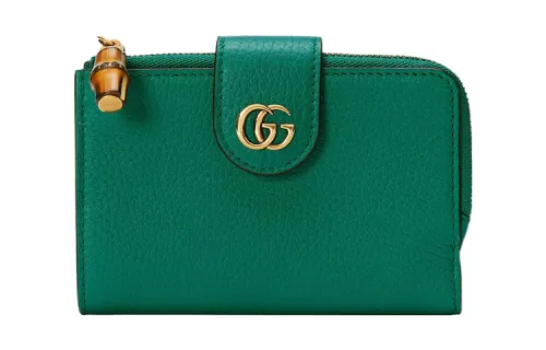 GUCCI Leather Wallet Medium Women's Green