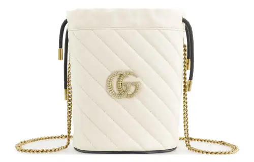 GUCCI GG Marmont Cow Leather Shoulder Bag, Crossbody Bag Mini Women's White & Blue