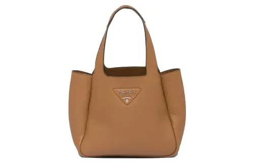 PRADA Leather Basket Bag Tote Bag, Shopping Bag, Handbag Women's Caramel