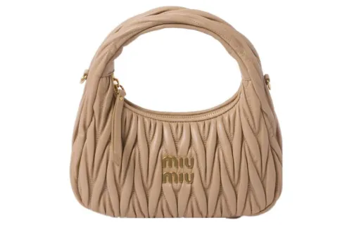 MIU MIU Sheepskin Hobo Bag, Shoulder Bag, Handbag Women's Sand Yellow